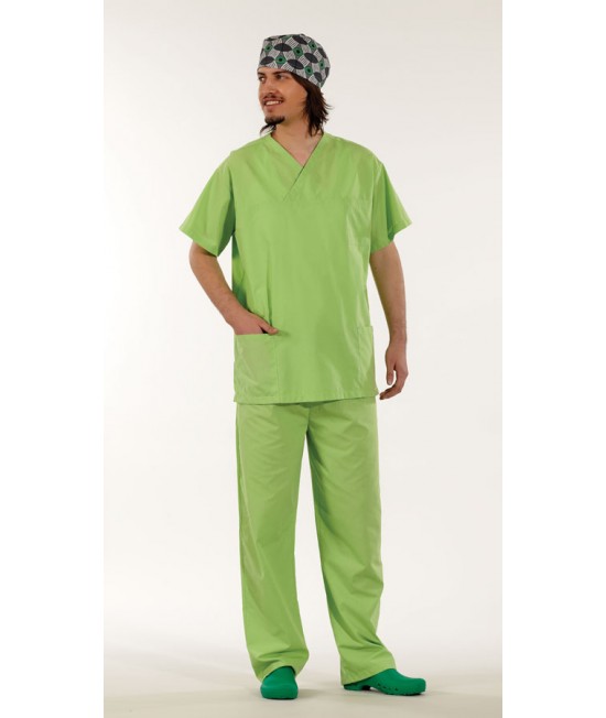 Унисекс хирургически медицински комплект с къс ръкав - светло зелен